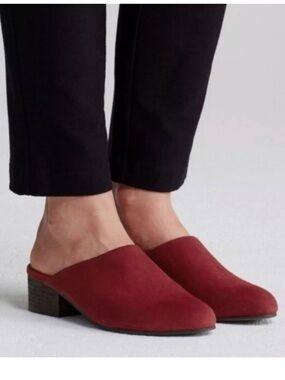 Eileen Fisher Sylvia Mule Suede Block Heel Red